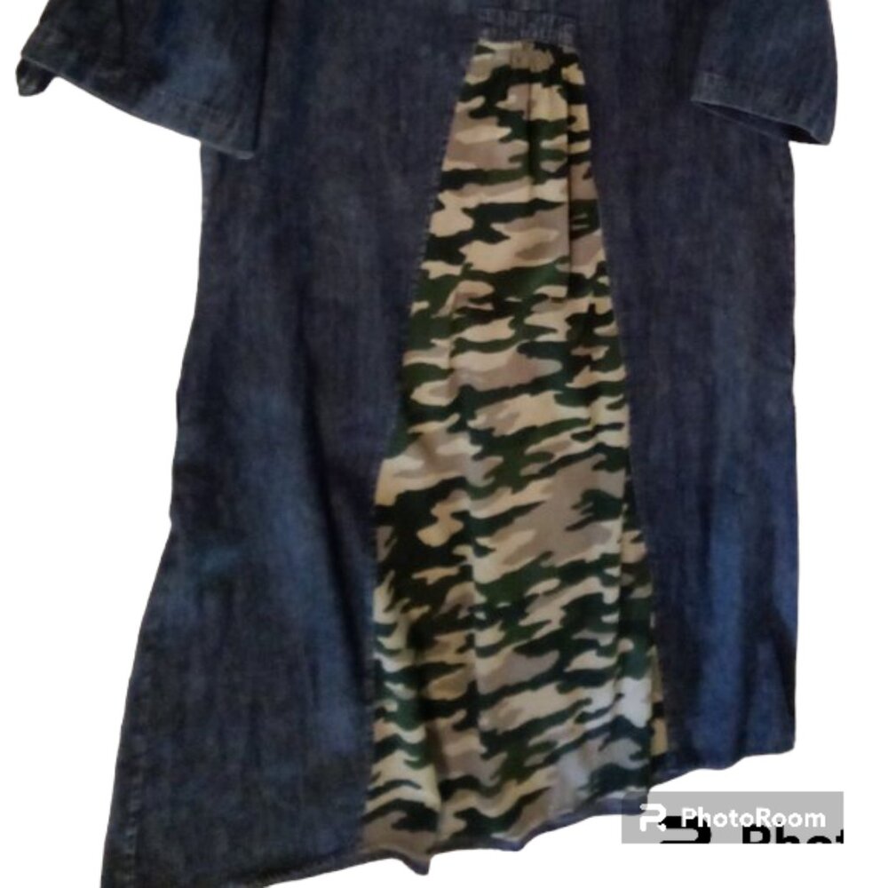 Ashley Stewart chambray/camo dress sz 16 NEW, 1st photo is back side NEW - Picture 6 of 14